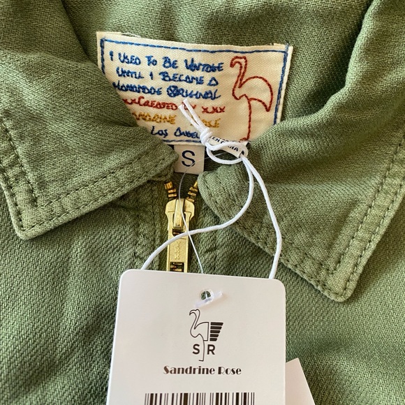 NWT Sandrine Rose x Free People Army Jumpsuit Linen Cotton Small Military Green - Picture 14 of 15